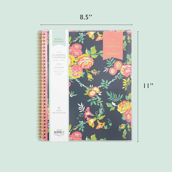 Blue Sky Day Designer for 2024-2025 Academic Year Weekly and Monthly Planner, 8.5 x 11, Flexible Cover, Wirebound, Peyton Navy (107924-A25)