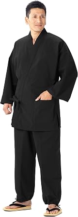 WATANOSATO Samue This is Something You can wear at Home & Work Clothes Made in Japan Kurume *Import *Japanese Clothes Size Black, XXL