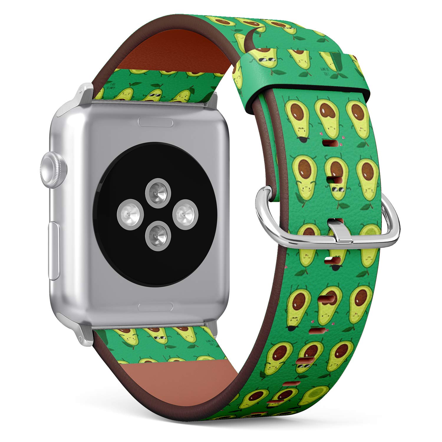 band, Compatible with Small Apple Watch 38/42mm, Replacement Leather Band Bracelet Strap Wristband Accessory // Different Cute Avocados