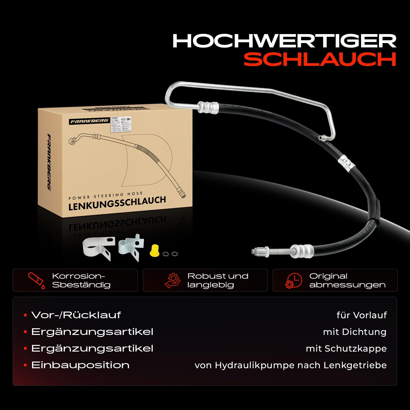 Frankberg 1x Hydraulikschlauch Lenkung Kompatibel mit Sprinter 35-T Bus B906 311 CDI 315 CDI 315 CDI Sprinter 3-T Bus B906 211 CDI 215 CDI Replace# 9064663781