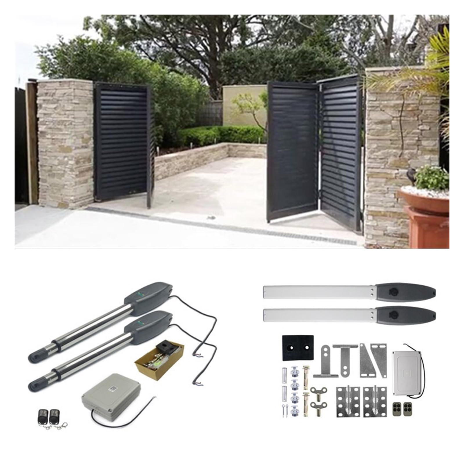 Kit Cancello Automatico, 200 kg elettrico apri cancello a battente azionamento con telecomando multi telecomando opzionale attuatore motore operatore porta battente for garage domestico(400KG)