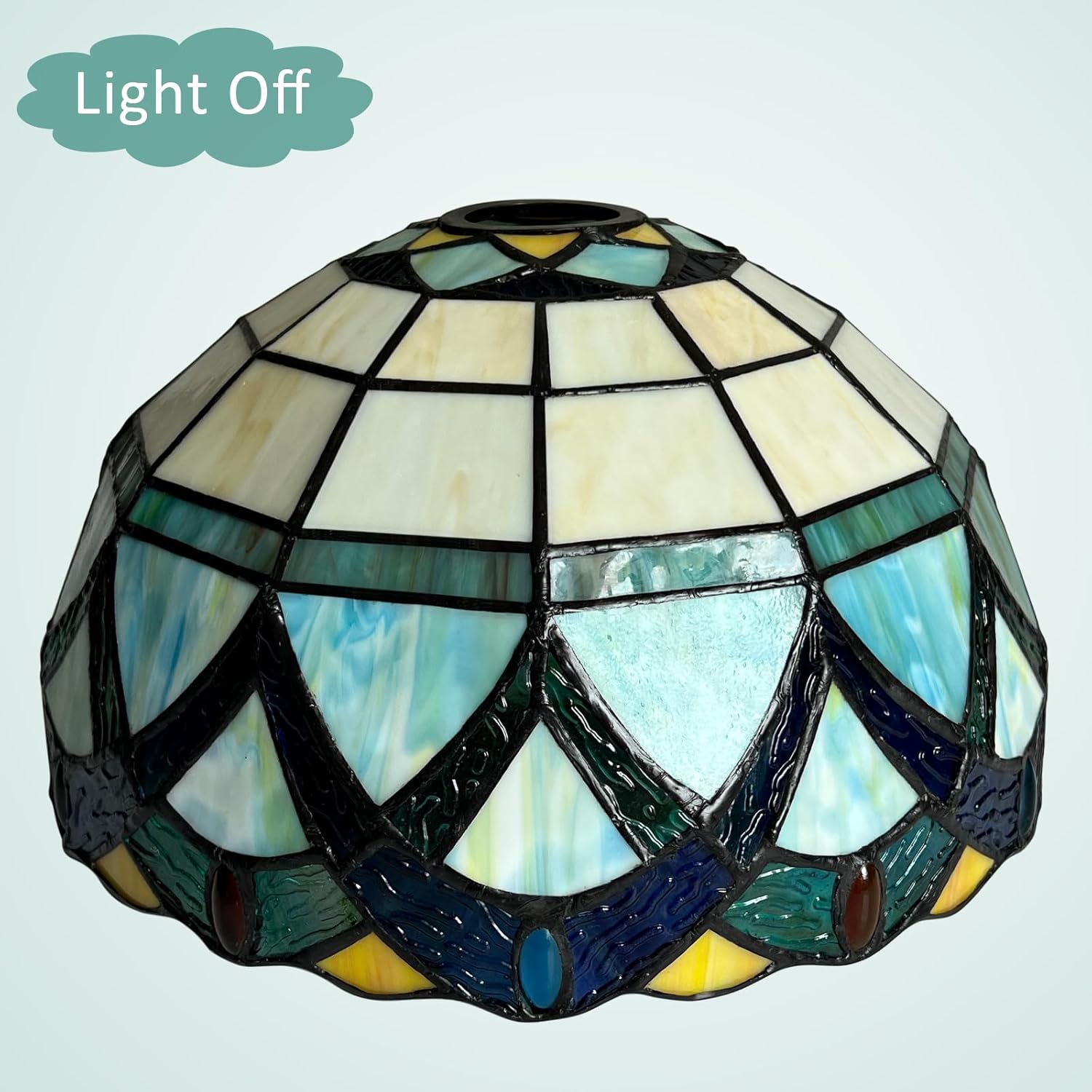 Tiffany Lamp Shade,12 inch Wide Handcrafted Stained Glass Lampshade replacement for Torchiere Floor Lamp Pendant Hanging Light