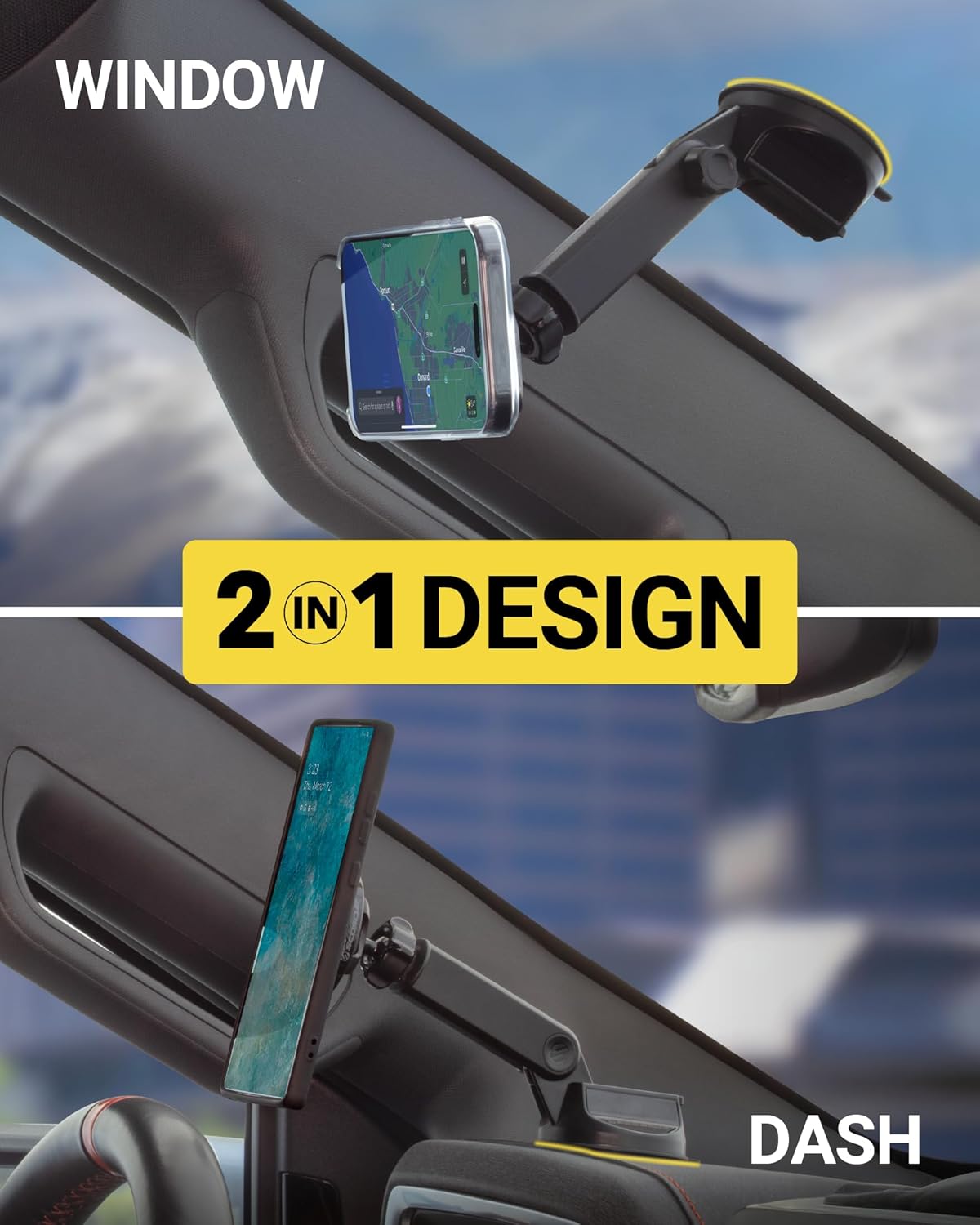 Scosche MagSafe Car Mount, Suction Cup Windshield Phone Mount/Magnetic Cell Phone Holder for Car Dashboard with Extended Arm Compatible with Popsocket, Cellphone Stand Compatible with iPhone, Samsung - Image 3