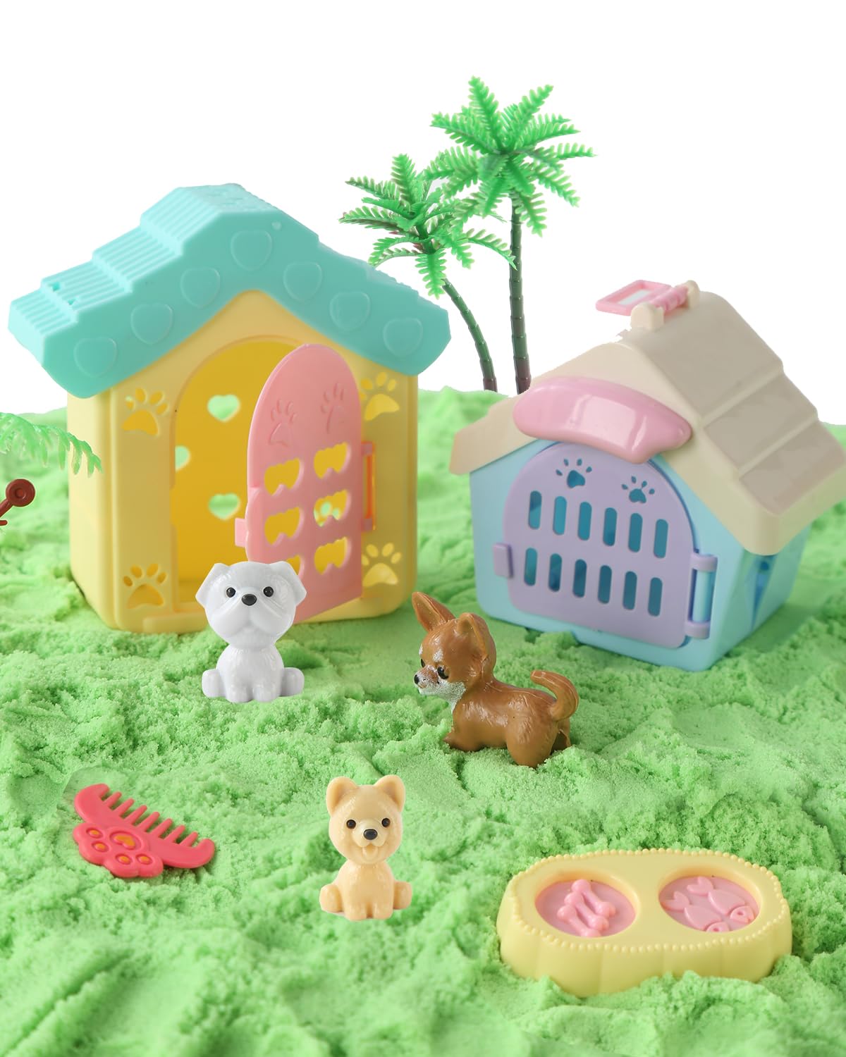 Sikmcle 36 PCS Pet Sensory Bin Moldable Sensory Sand Kit, Sandbox with Lid, Dog and Cat Toddler Toys, Kids 3-7