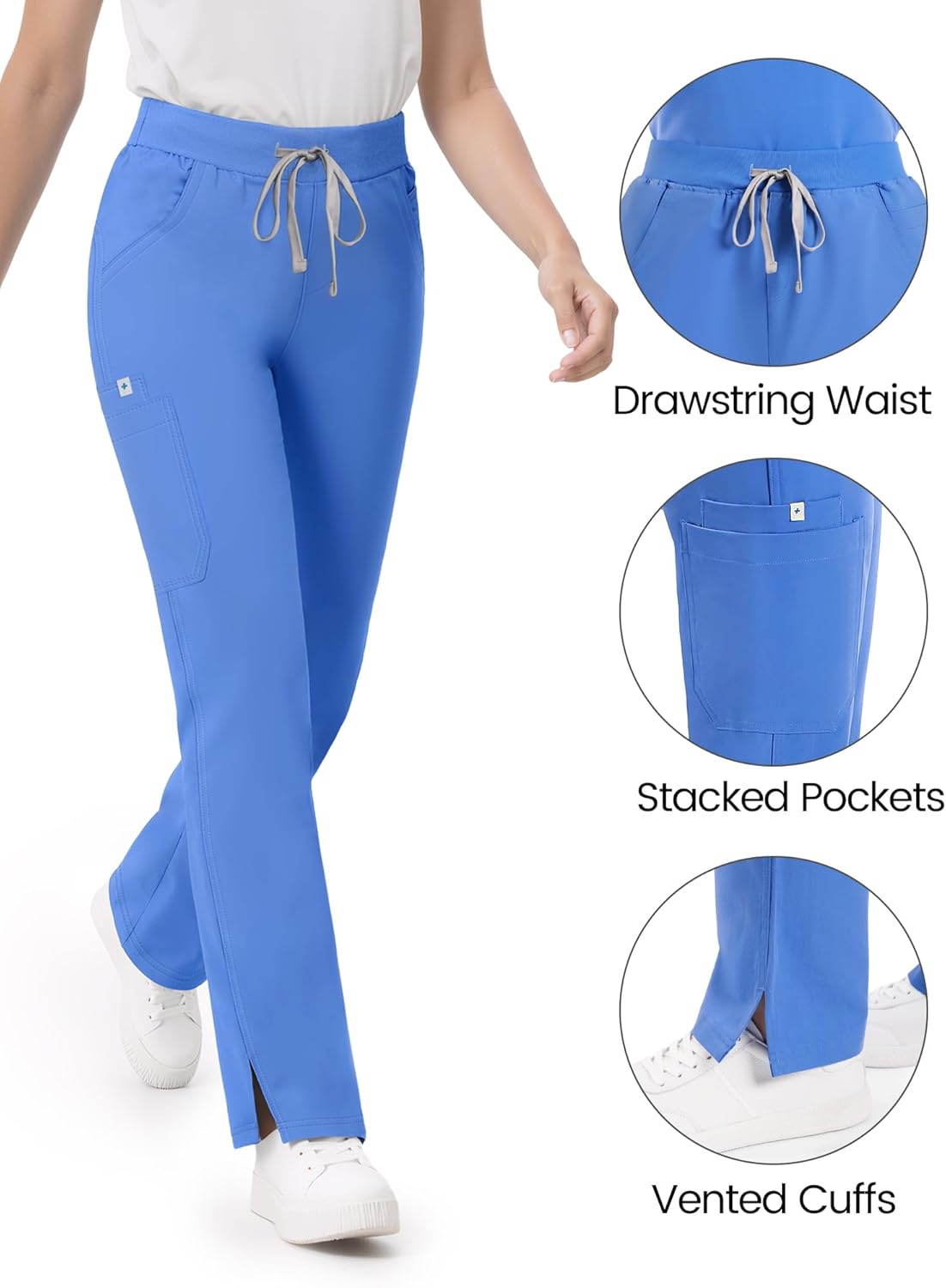 Scrub Pants for Women - Straight Leg Medical Scrub Pants with 6 Pockets - Drawstring Soft Stretch Women Scrub Pant - Image 5