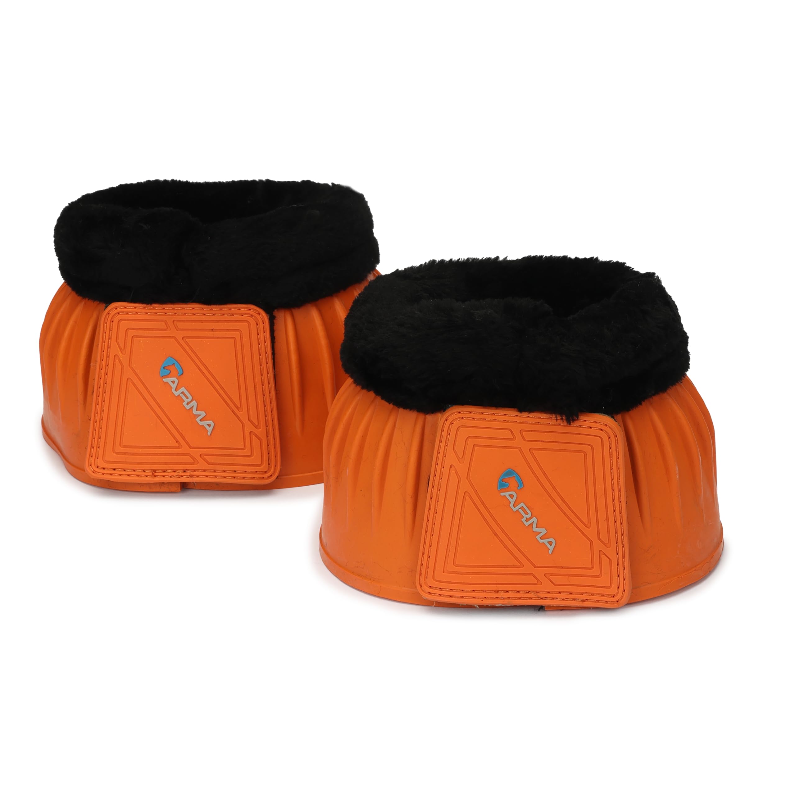 Shires Arma Overreach Fleece Bell Boots - Durable Gum Rubber with SupaFleece Trim and Double Velcro Orange/Cob