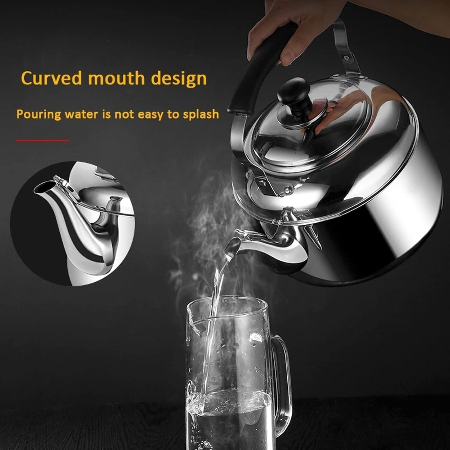 NIVOK ティーケトル コンロ用 口笛を吹くティーケトル 耐熱人間工学に