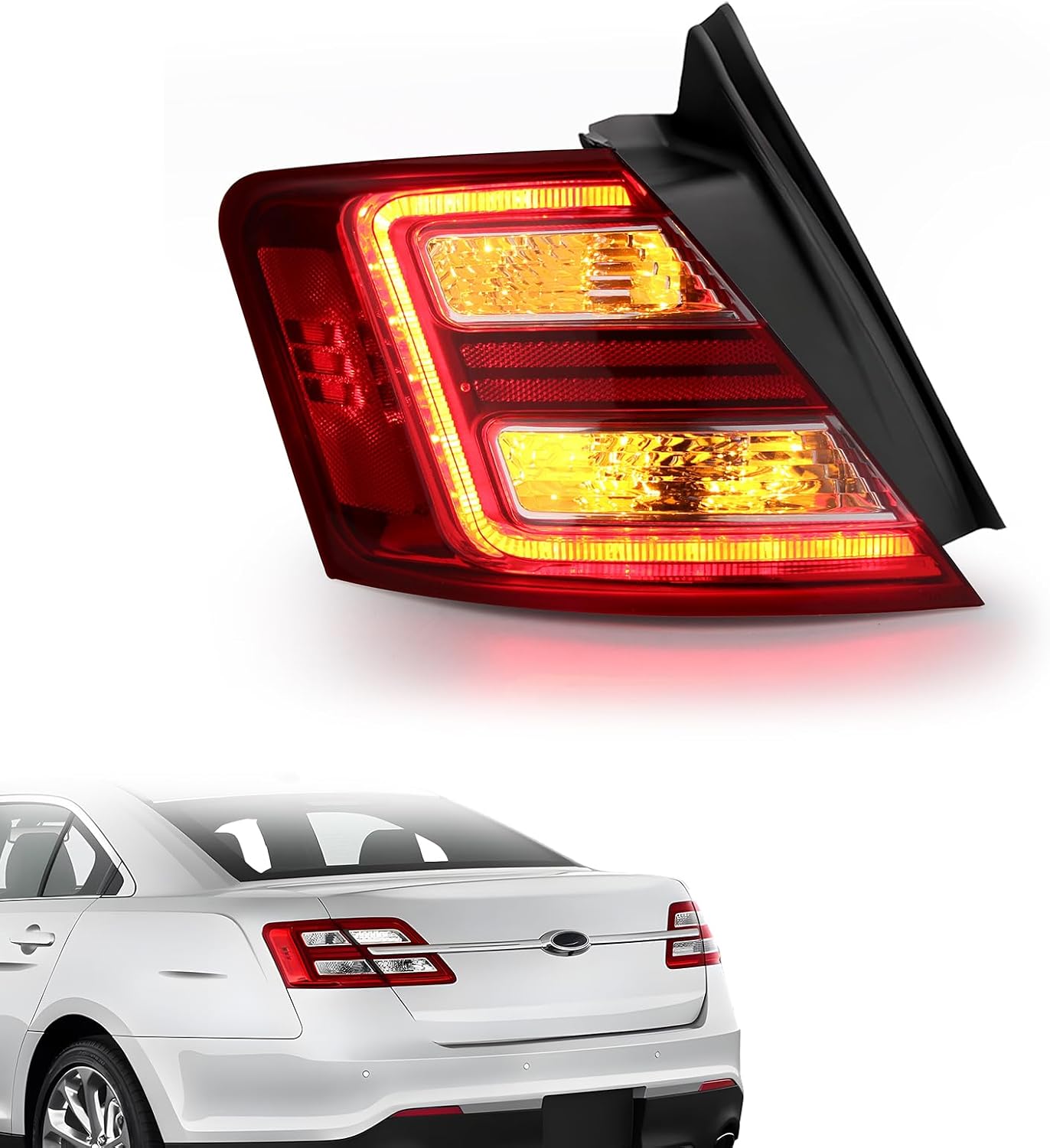 Tail Light Compatible with 2013 2014 2015 2016 2017 2018 2019 Ford Taurus Outer Rear Lamp Taillight Replace FO2804108 DG1Z13405AA Left Driver Side