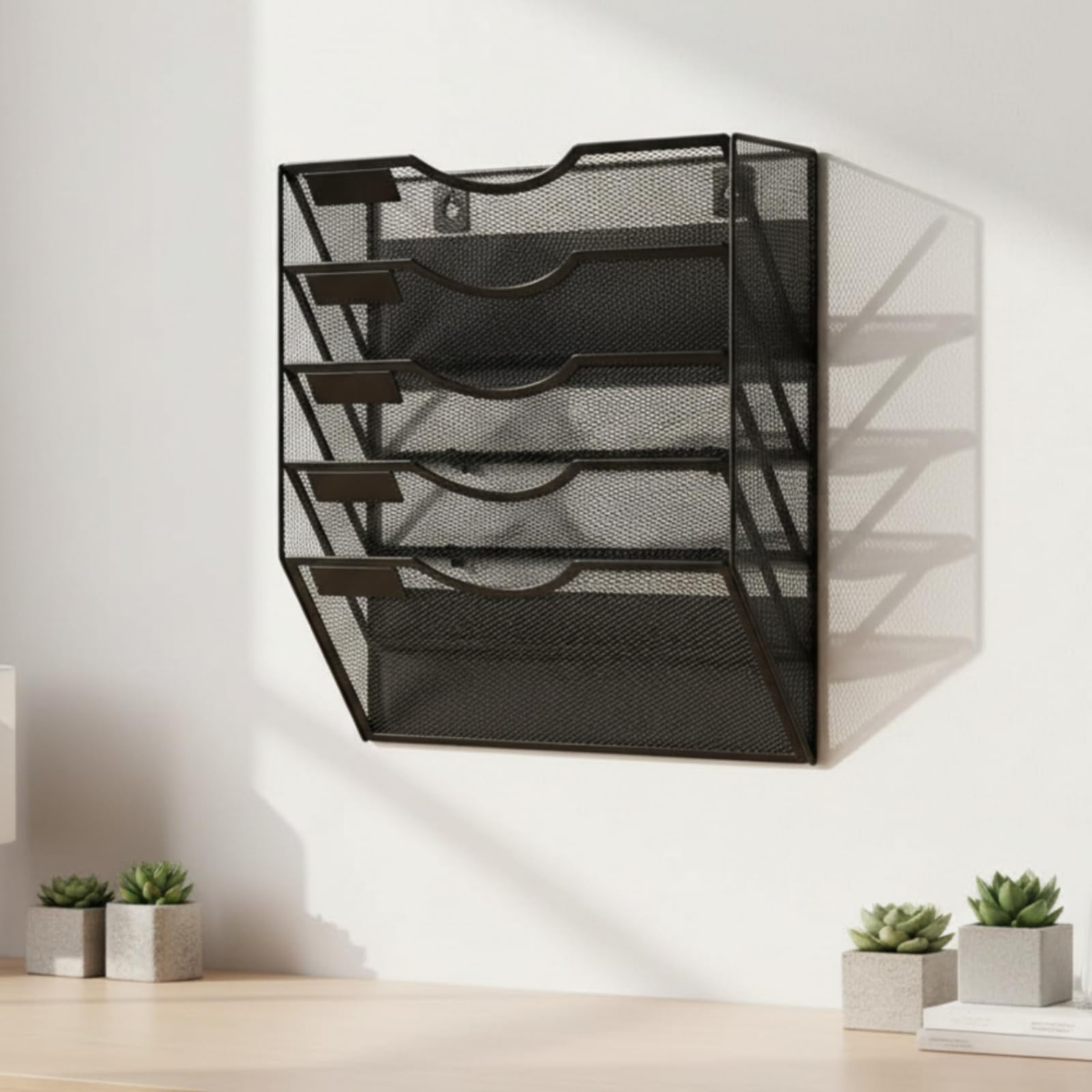 Organizador Archivos Pared Niveles Negro Organizador Vertical Papeles Metal Reforzado para Aula