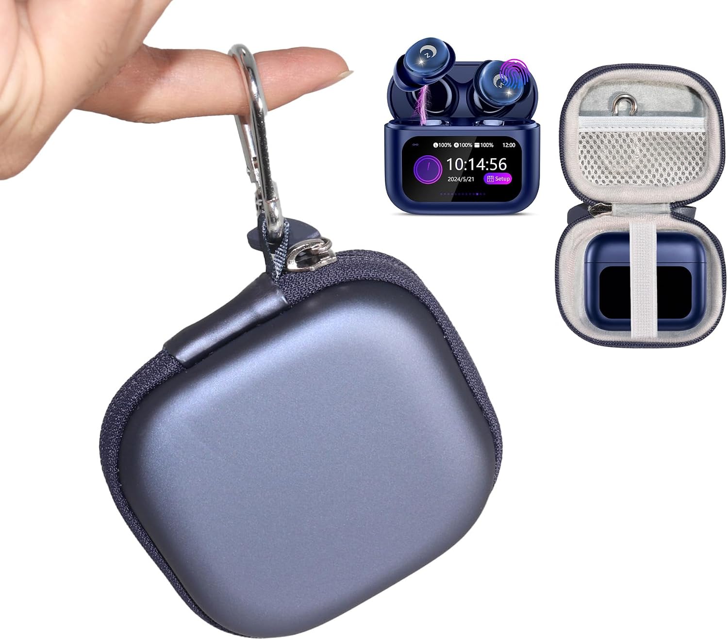 Alltravel Earbuds Case Compatible with VEKJ L8 Pro Sleep Earbuds Bluetooth 5.4 in Ear Smart Touch Screen Ear Buds (Blue)