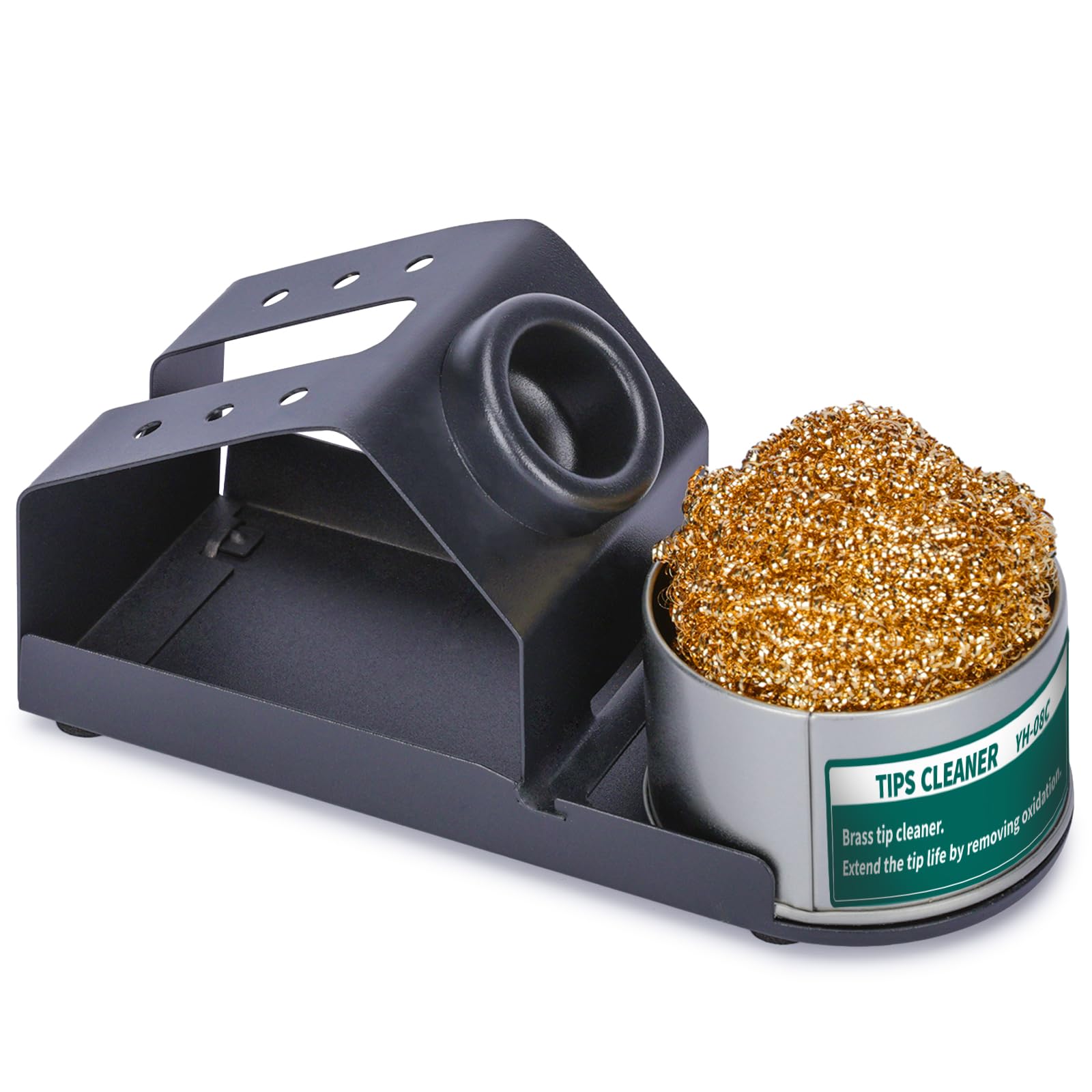 YIHUA D-2 Soldering Iron Holder, Heat-resistant Tip Cleaner with Brass Wool Tip Cleaner and Cleaning Sponge for Stable Soldering Iron Storage and
