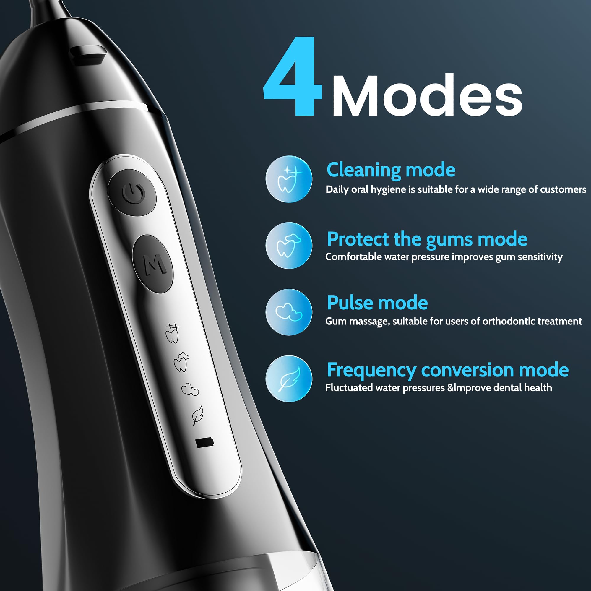 Hilo dental para dientes, hilo dental eléctrico para adultos, púas dentales de agua para limpieza de dientes y hilo dental, hilo dental portátil para tamaño de viaje, bolsa de viaje y 4 puntas, IPX7
