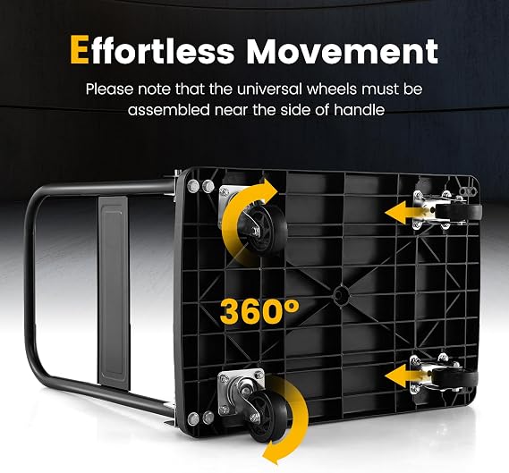 TANGZON Folding Push Cart Dolly, Rolling Flatbed Luggage Cart with 360° Swivel Wheels, Garage Warehouse Moving Platform Hand Push Truck(Black, 72 x 48 x 81cm, 200kg Capacity)