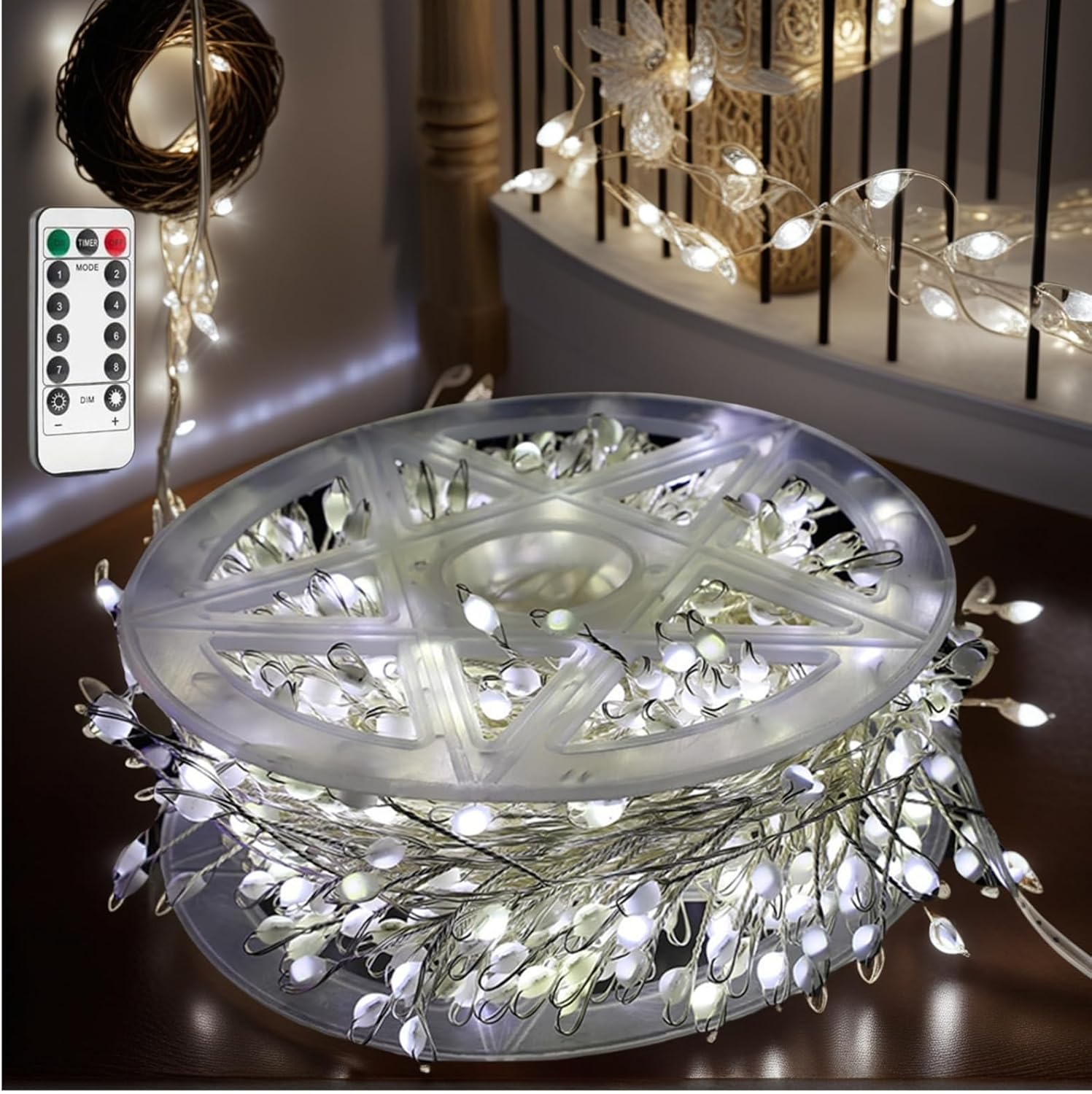 LED Copper Wire Firecracker Light String for Christmas Tree, Cluster Twinkle Fairy Lights Outdoor Holiday Decoration (White, 328ft-3000 Lights-Plug in)