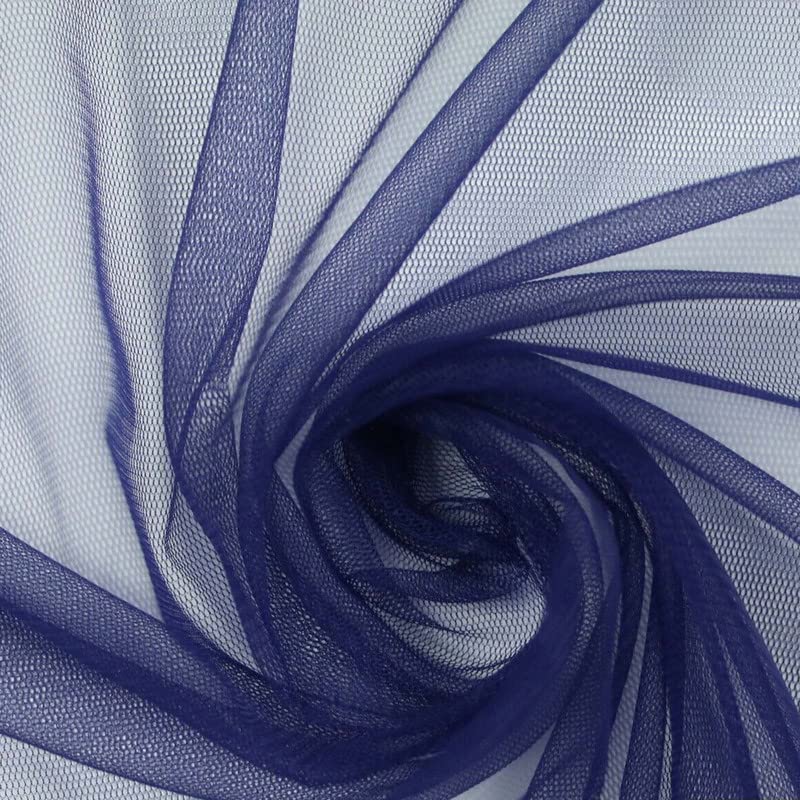 Over 80 Colours - Soft Plain Sheer Tulle Net Fabric Tutu Fairy Veil Bridal 45" (1 Metre, Navy Blue 6866)