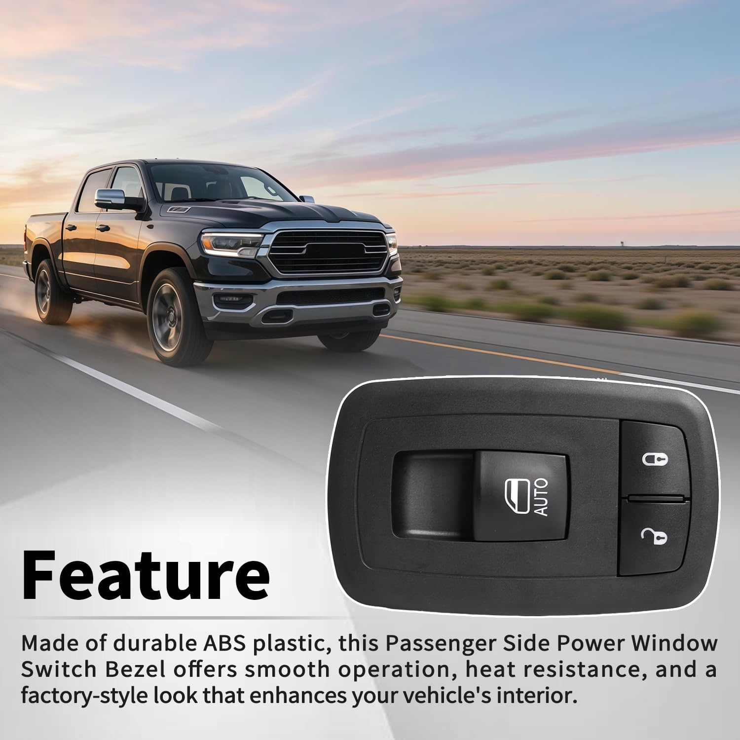 Passenger Side Power Window Switch Bezel Compatible with Dodge RAM 1500 2019-2024 Right Front Door Switch Replaces 68320751AA 920-542