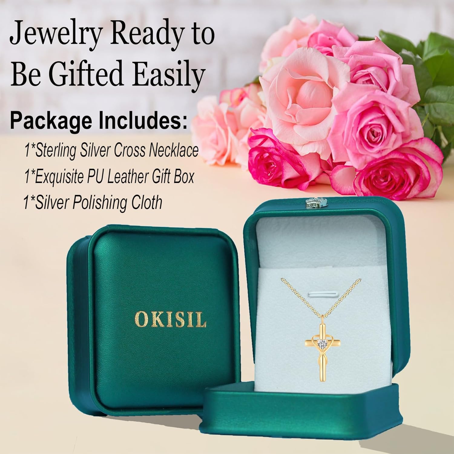 18K Gold Plated Cross Necklace for Women, 925 Sterling Silver Necklaces for Women, Infinity Heart Jewelry with 5A Cubic Zirconia, Anniversary Birthday Baptism Christian Gifts for Women Wife Her - Image 6