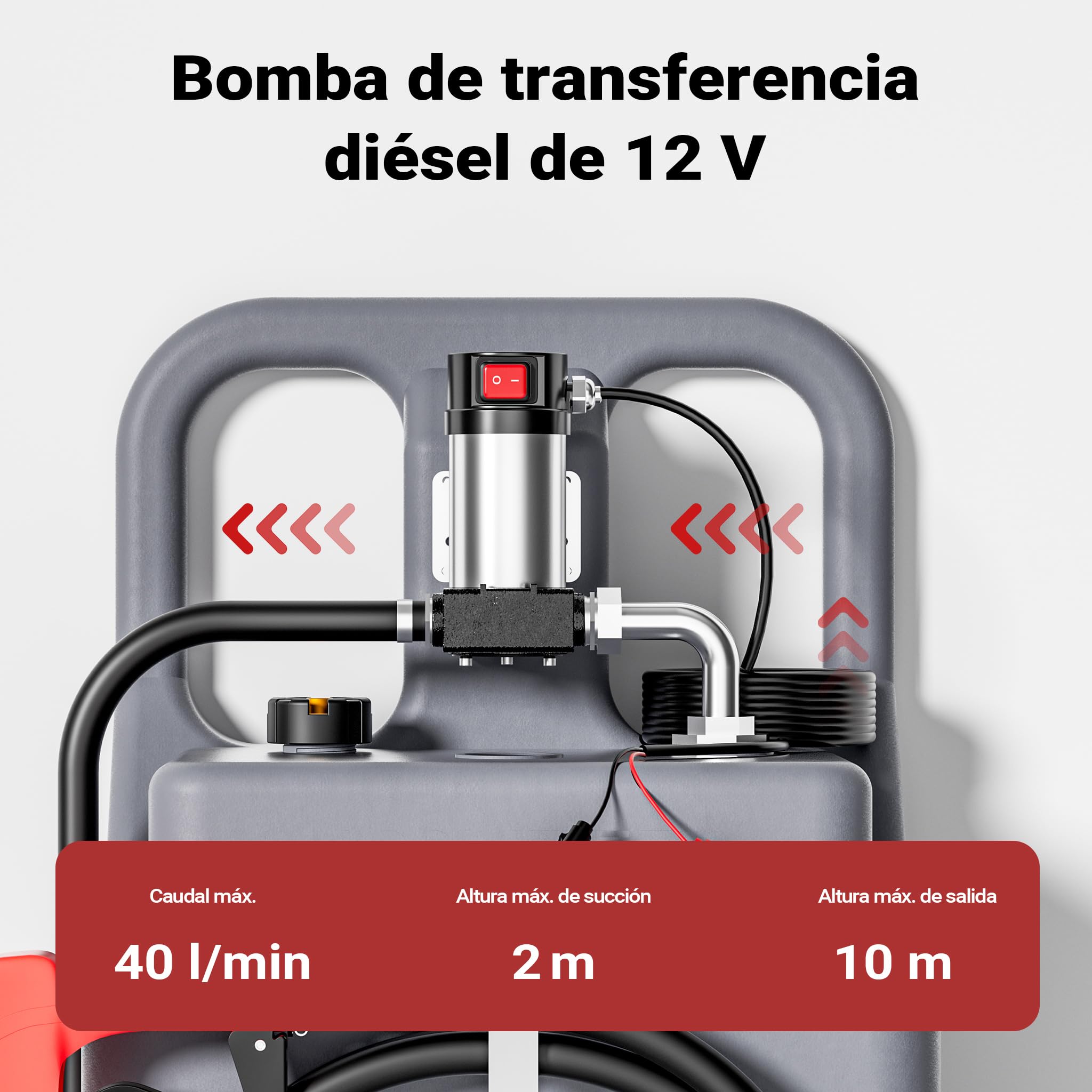 Wiltec Tanque de combustible portátil 120 l con bomba de transferencia 12 V para diésel depósito de combustible móvil con asas bidón, garrafa
