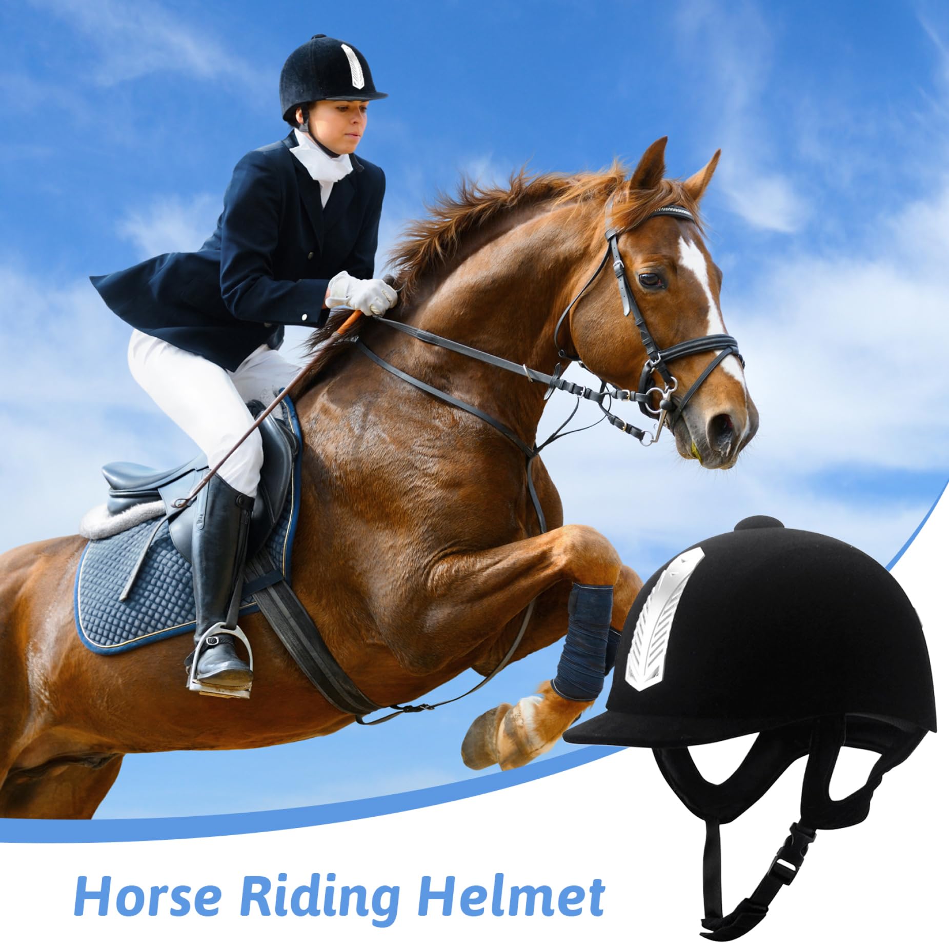Casco De Equitación Con Ventilación - Talla 58-62 Cm, PC Exterior, Interior Absorbente, Hebilla Rápida