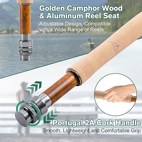 Miniatura 3 de Goture Fly Fishing Rod and Reel Combo with Fly Rod & Gear Case, 9FT 4-Piece Fly Rod, Pre-Spooled Reel, Fly Line, Flies, Leader, Tippet, Forceps, B: