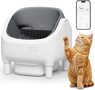 JUMMICO Selbstreinigende Katzentoilette,App-Steuerung,Oben offene Katzenklo selbstreinigend,Katzenklo XXL,15 kg große Katze,15 Tage selbstreinigendes,Für Mehrere Katzen elektrisches katzentoilette
