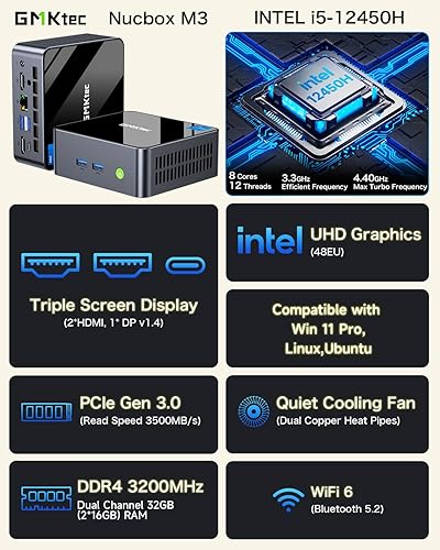 Miniatura 2 de GMKtec Mini PC Intel i5-11320H (hasta 4.5 GHz) 1TB SSD 16GB (8GB*2) DDR4, Type-C-Thunderbolt 4 Mini computadoras Windows 11 Pro WiFi 6, BT5.2, RJ45,