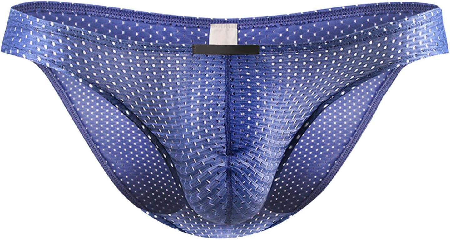 Men Boxer Briefs Seamless Ice Silk Sexy Bulge Seamless Cool Loose Comfortable Casual Light Stretchy Elastic Ultra Thin Quick Dry Elastic Blue