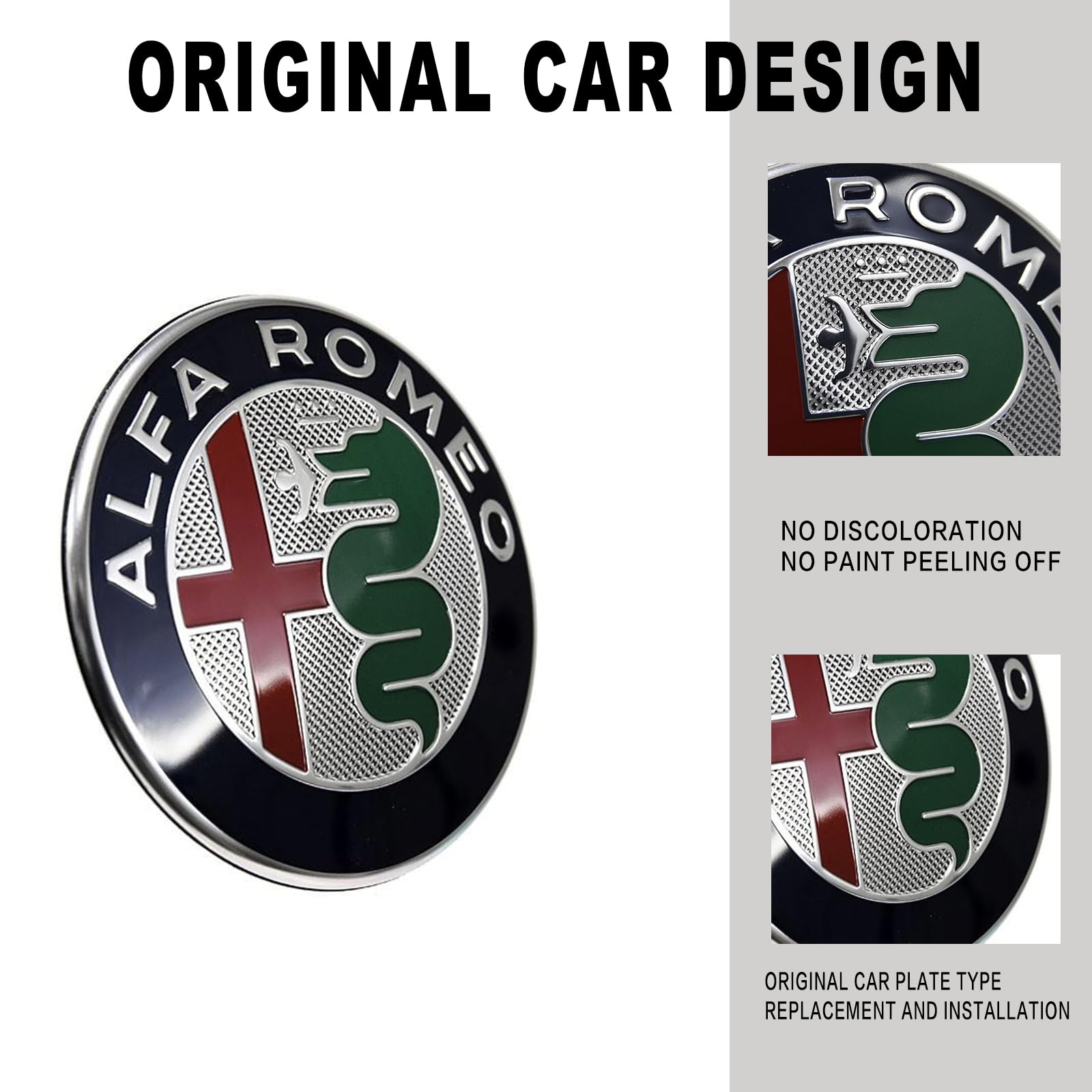 Car Emblème Pour Alfa Romeo Tonale 2022 2023 ABS Badge Autocollants Autocollant 3D Remplacement Emblèmes Pour Auto Avant Et Arrière Capot De Voiture Tronc Logo L'emblème Du Capot,Black