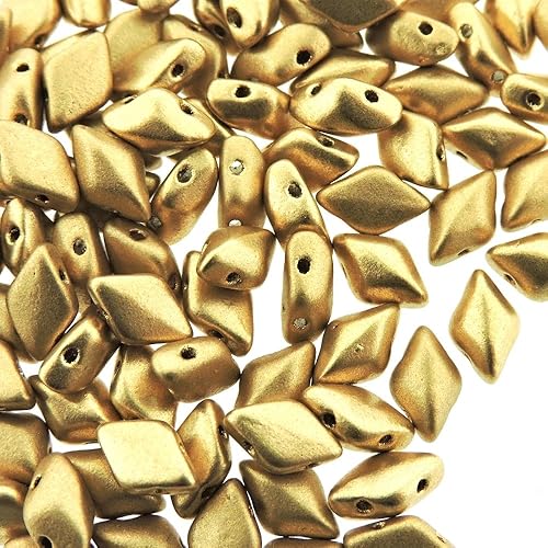 Miniatura 4 de Cuentas de cristal checo GemDuo Beads, cuentas en forma de diamante de 2 agujeros de 0.197 x 0.315 in, 0.35 oz, oro pálido de cristal, Vidrio