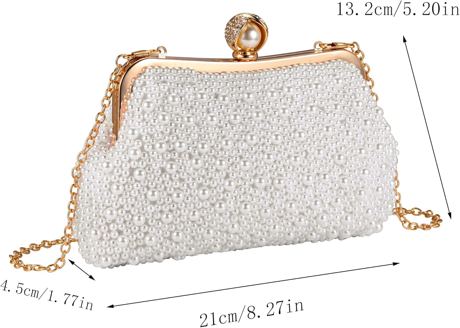 CHIC DIARY Pearl Clutch Purses for Women Evening Handbag Wedding Bridal Crossbody Bag for Party