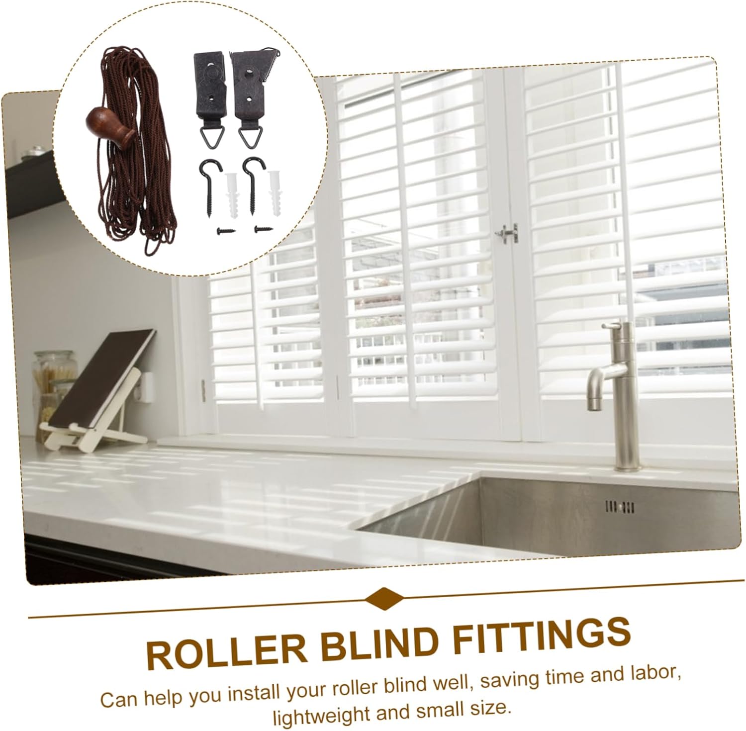 Mipcase 5sets Roller Blind Accessories Kit for Easy Installation and Replacement of Broken Parts Includes Roller Shade Rope and Curtain Fittings for Home Use