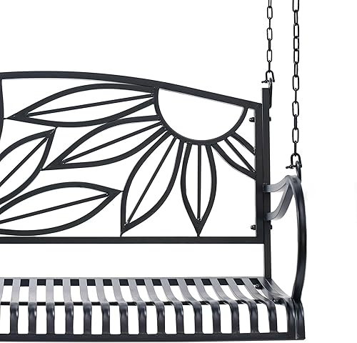 Miniatura 4 de Columpio de metal Mariposa resistente, sin portavasos, columpio de metal negro resistente a la intemperie con asiento cómodo