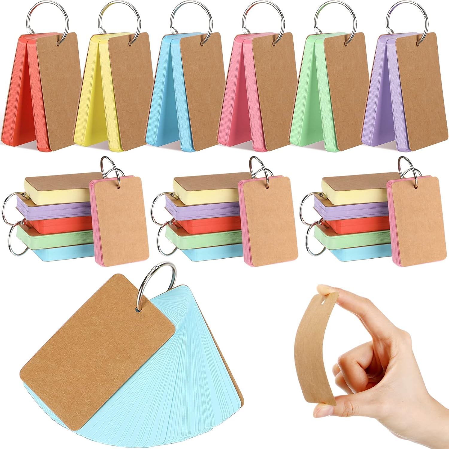 900 Pcs Index Cards with Ring Blank Flashcards with Binder