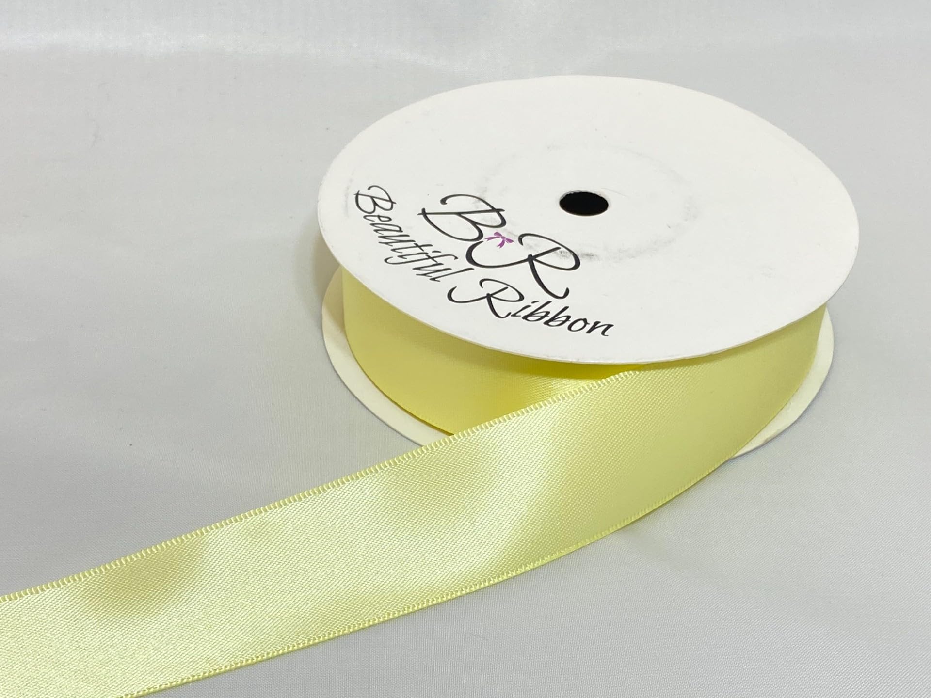 2 metres (Cut from Reel) of 25mm Satin Ribbon Lemon Light Yellow Double Sided 25 mm 2.5cm 1" 1 Inch