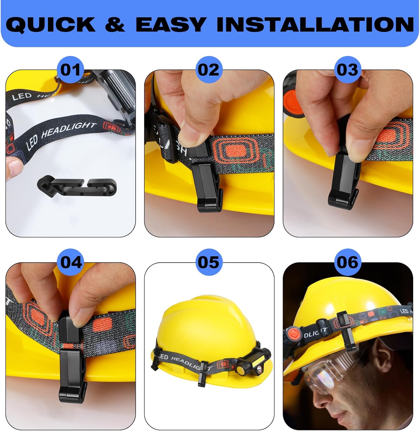 Lenporl Hard Hat Light Clips 20 Pack,Hard Hat Clips for Headlamp,Hard Hat Headlamp Clips for Cap Style Hard Hat