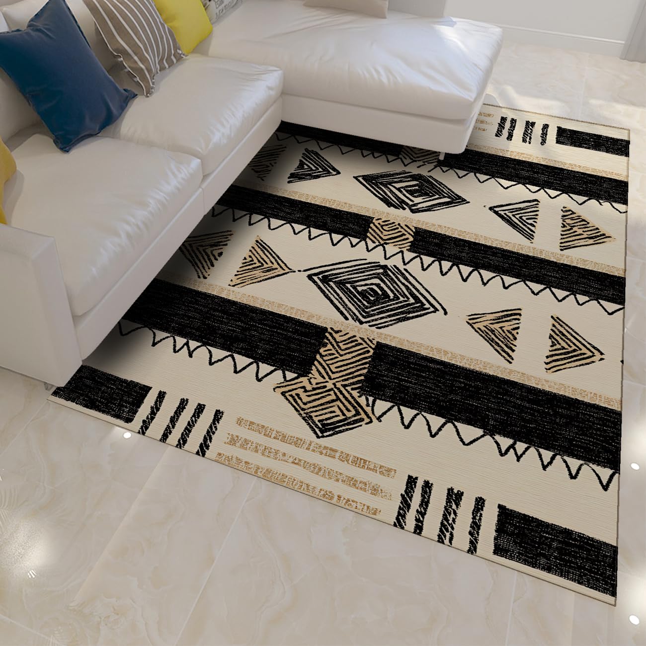 Tapis aztèque lavable pour éliminer les taches de cuisine facilement