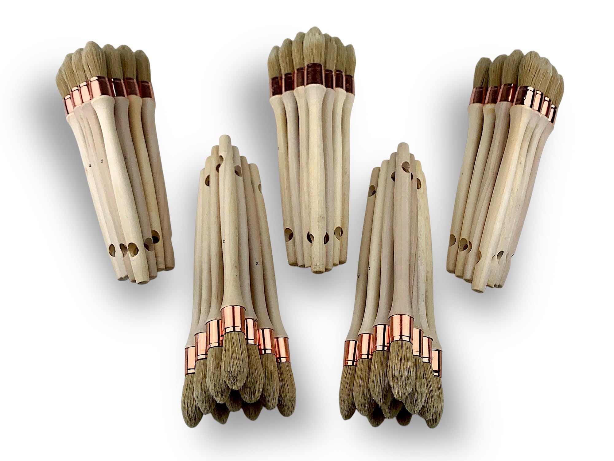 Kibros Pack 50 Pinceles de perfilar Redondos cerda Blanca Ø 21 mm