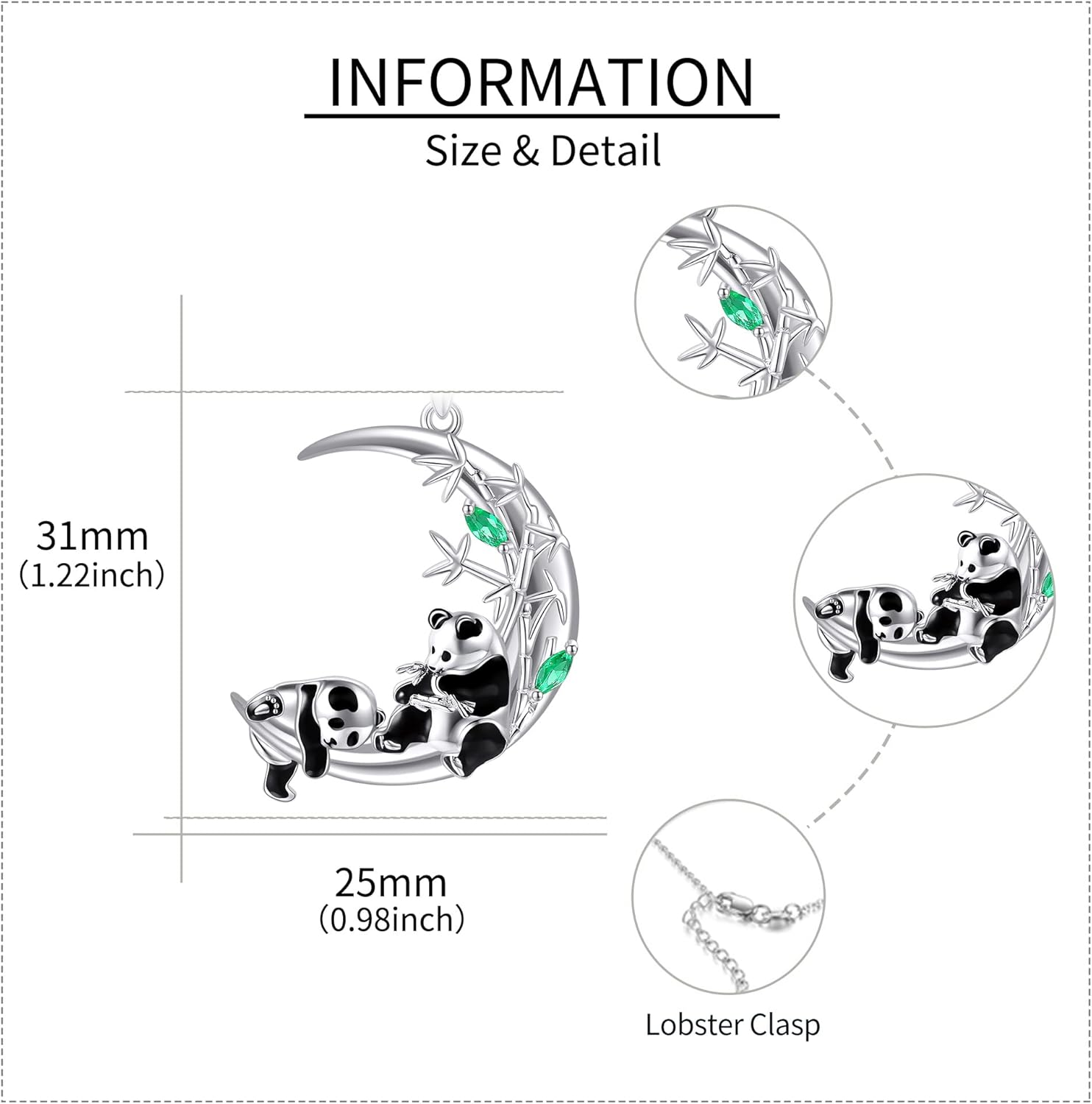 YAFEINI Panda Necklace 925 Sterling Silver Moon Panda Pendant Christmas Mother's Day Jewelry for Women Mom - Image 5