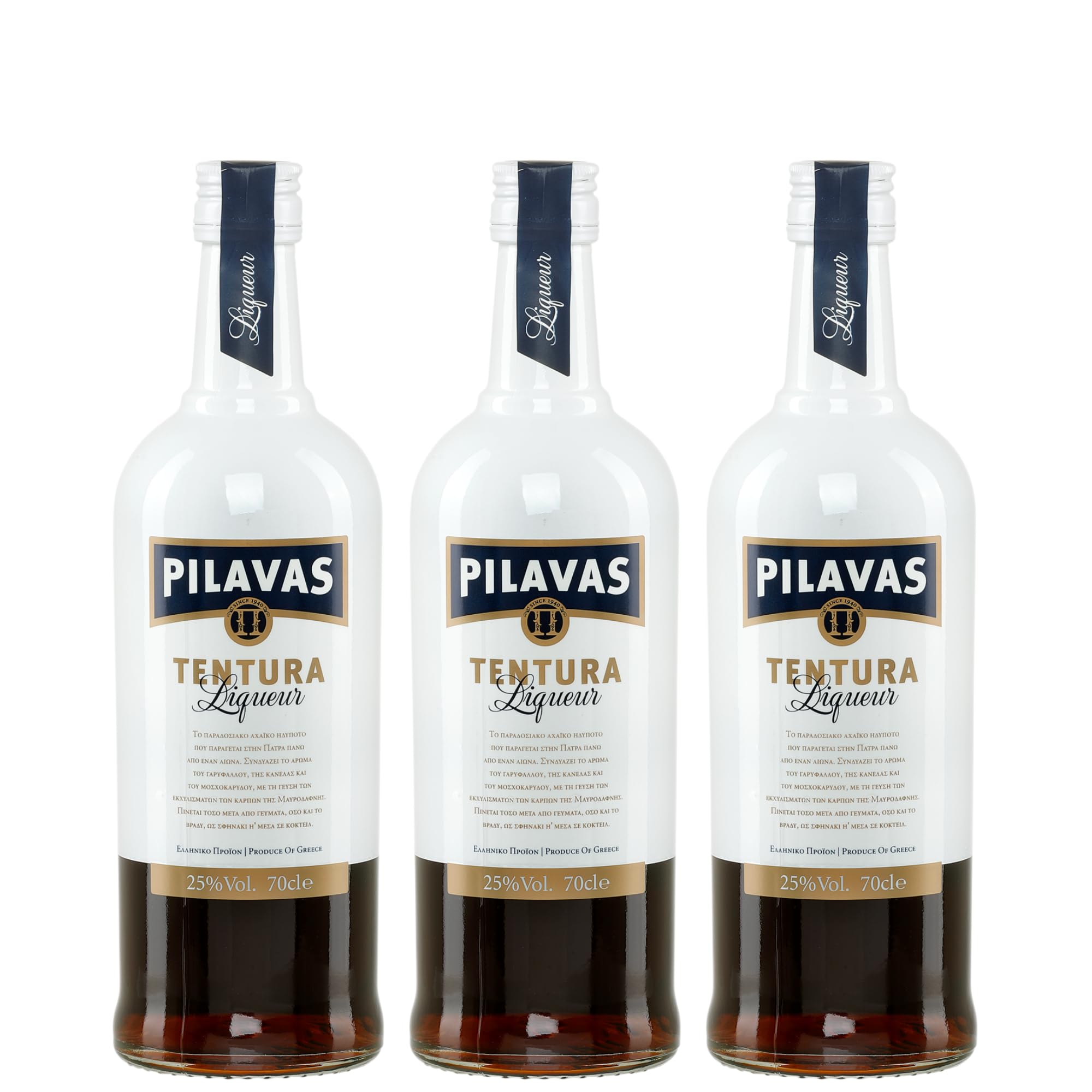Tentura Zimt-Nelken Likör 3x 0,7l von Pilavas | 25% Vol. | Traditioneller Likör aus Patras | + 20ml Jassas Olivenöl