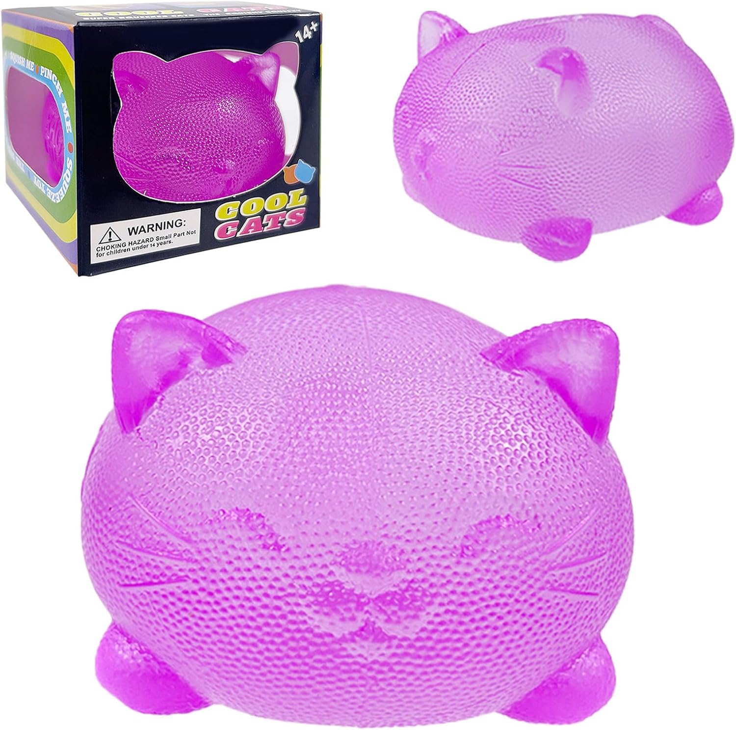 Gummy Kitty & Sugar Ball Designs, Anxiety Relief & Focus Toy, Maltose Filled Squeeze Cat Toys for Sensory Play, Sensory Fidget Toys for Adults, Kids, Slow Rising Squishy Stress Ball (Purple )