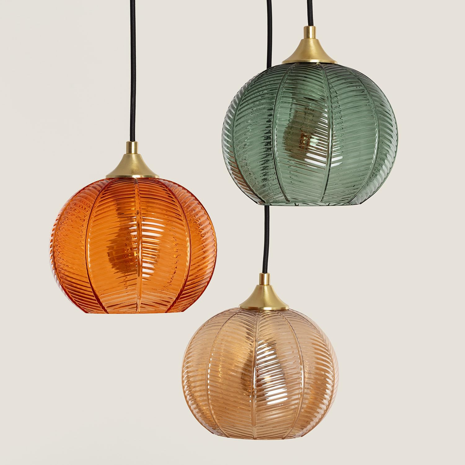 LEDKIA Lampada a Sospensione Vetro Tri Klimt Multicolore | Design Classico Anni Venti | Compatibile con Lampadine E27 | Per Soggiorno, Cucina, Camera | IP20