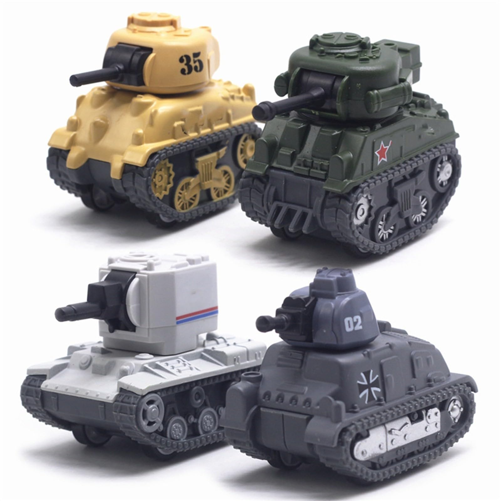 Jipersuo 4 Styles Alloy Tank Toy Set Mini Pull Back Tanks with Smooth Rolling Wheels (Q Style Vehicles for Kids) 38