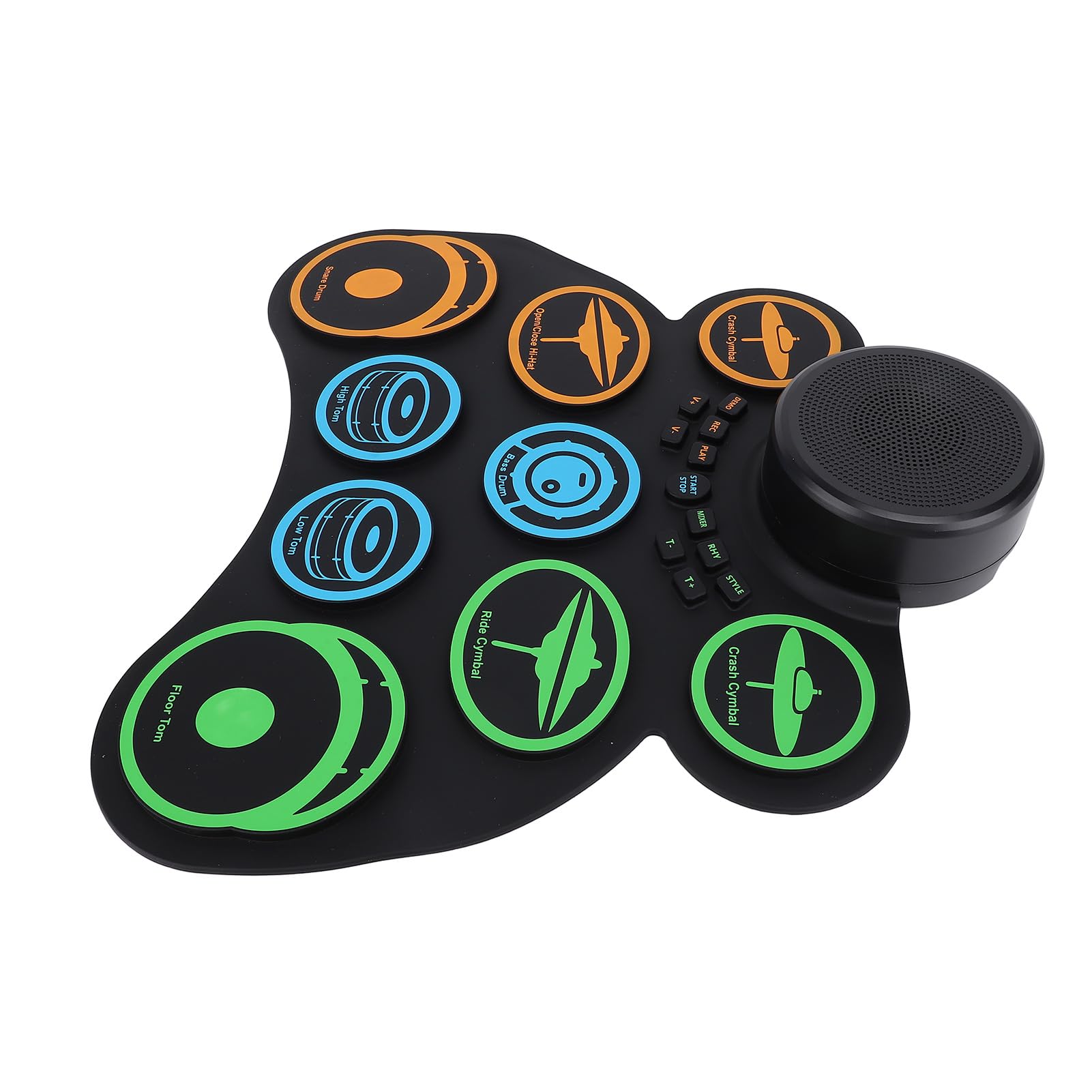 Set Avvolgibile Elettronico, Altoparlante Portatile Ricaricabile Integrato per Batteristi, Amanti della Musica, ABS/silicone
