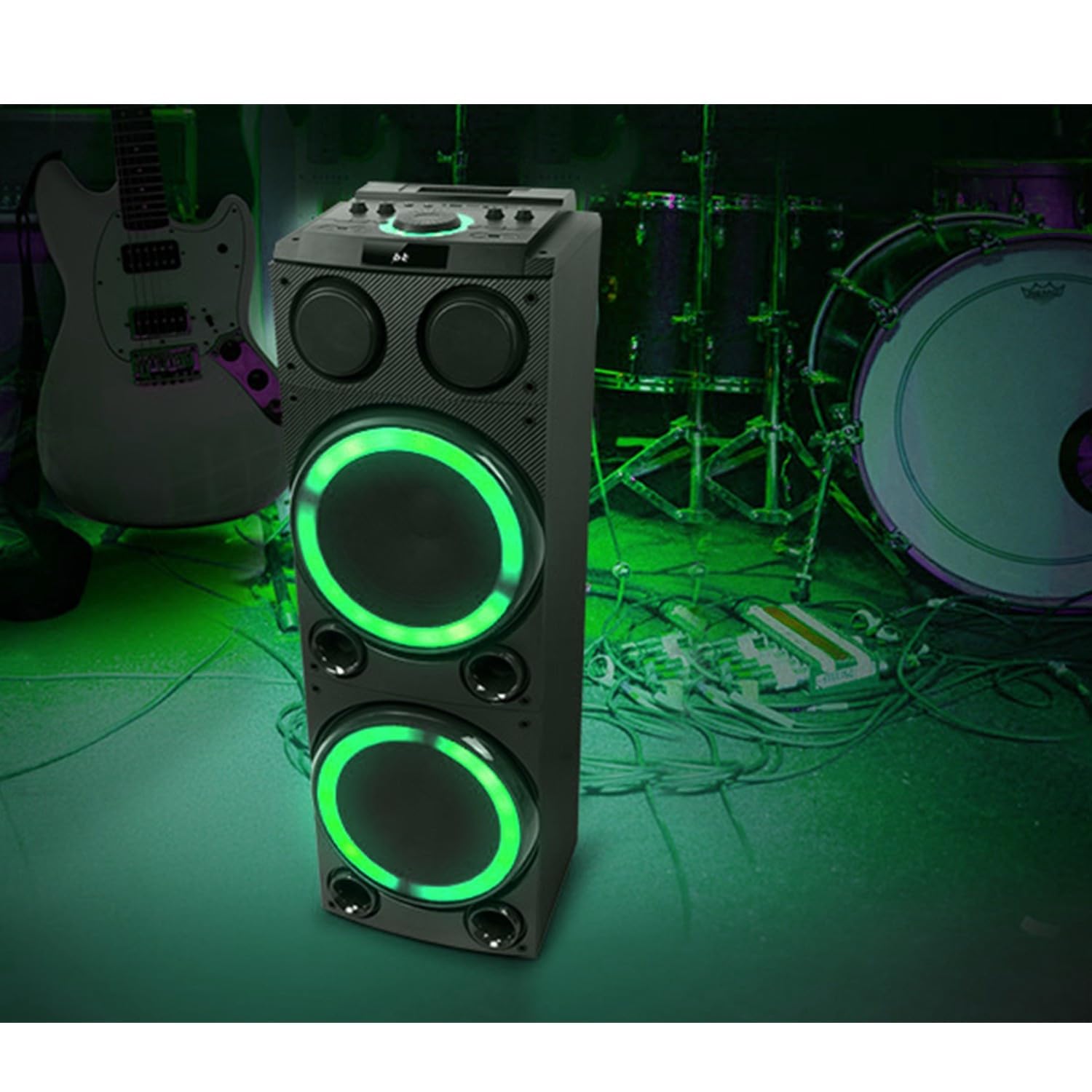 Enceinte Sono Party Box Muse M-1982 DJ - 600W - Ambiance Effet LED multicolore - USB/Bluetooth/Entrées AUX/Micro/Guitare