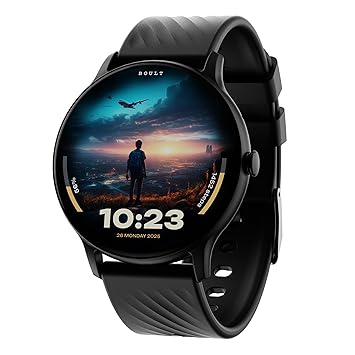 Boult GOBOULT Newly Launched Dire Smartwatch 1.38'' 2.5D Curved HD Display, BT Calling, 500 Nits Brightness, IP67, 250+ Watchfaces, 120+ Sports Modes, AI Voice Assistant, SpO2 Monitoring (Pure Black) - image, photos