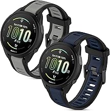 2 x Silicone Bands Compatible with Garmin Forerunner 55/245/645/165/165 Music, Garmin Vivoactive 5 Sport Band, Quick Release Strap Fit Smartwatch 20mm