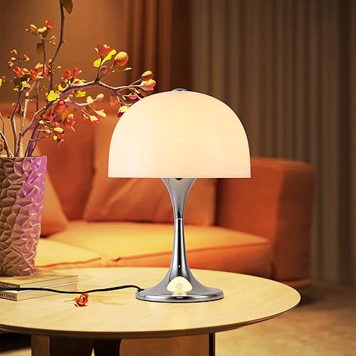 Miniatura 4 de Lámpara de mesa moderna y elegante para dormitorio, lámpara de escritorio con 3 luces LED para sala de estar, oficina, pantalla acrílica blanca