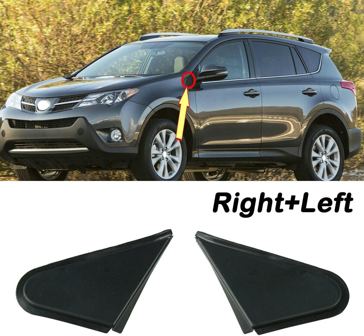 1Pair Car Side Mirror Corner Triangle Cover Trim for Toyota RAV4 2013 2014 2015 2016 2017 2018 Black
