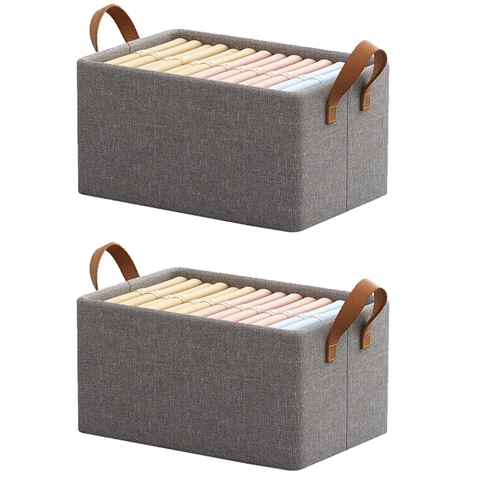 CGUOHU Steel Frame Drawer Storage Box Collapsible Closet Organizer For Jeans Shirt Sweater Clothing Boxs For Wardrobe Storage(2pcs)