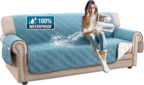 Miniatura 20 de H.VERSAILTEX Fundas de sofá 100% impermeables para mascotas, fundas deslizantes modernas para sofás/sofás, funda de sofá gruesa y suave lavable